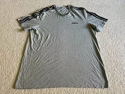 Buy Adidas Essentials Three Stripes Men's T Shirt In Grey/black - 3XL Size • 6.50£