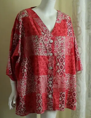 Buy NWT Influence Sz 6X Art-to-Wear Funky Ethnic Patchwork Blouse Shirt Top  • 65.54£