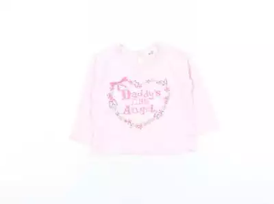 Buy F&F Girls Pink Cotton Basic T-Shirt Size 6-9 Months Round Neck Pullover - Daddy' • 4.75£