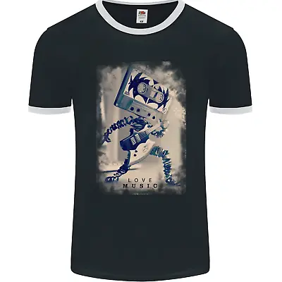 Buy Love Music Rock N Roll Guitar Mens Ringer T-Shirt FotL • 9.99£