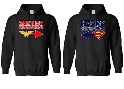 Buy Wonder Women Superman Couple Cool Men Women Unisex Top Hoodie Sweatshirt 2013-14 • 34.95£