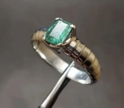 Buy Emerald Ring For Unisex Rectangular Shape Stone Gift 925 Sterling Silver  • 320.60£