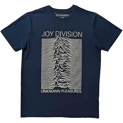 Buy JOY DIVISION - Unisex T- Shirt -Unknown Pleasures White On Blue -  Blue Cotton • 17.99£