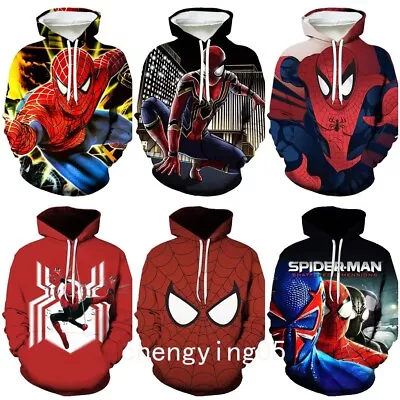 Buy Kids Boys 3D Spiderman Hoodie Sweatshirt Marvel Superhero Pullover Jumper Top • 12.49£