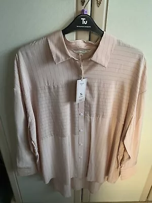 Buy New TU Ladies Peach Stripe “oversized Fit” Shirt - Size 16 • 7£