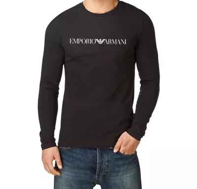 Buy EMPORIO ARMANI Black T-shirt EA Men's Tee Shirt- Long Sleeve - Size M-L-XL New • 33.77£