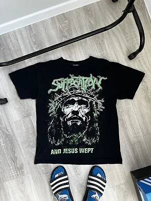 Buy Vintage 90s Suffocation And Jesus Wept T Shirt • 95.14£