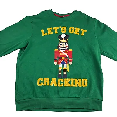 Buy Holiday Time Nutcracker Let's Get Cracking Christmas Sweatshirt Green Large • 15.95£