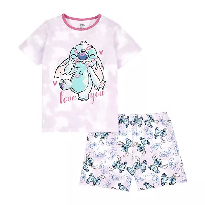Buy Lilo And Stitch Girls Pyjamas Short  Set Ages 5 To 15 Years • 12.95£