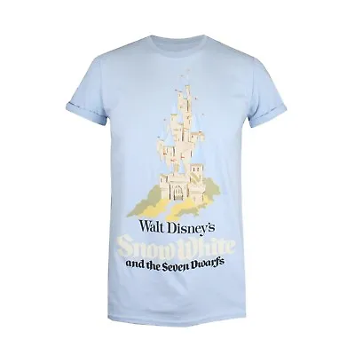 Buy Official Disney Ladies  Snow White Castle T-shirt Light Blue S - XL • 7.99£