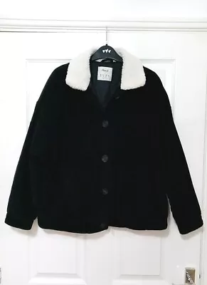 Buy Denim Co Black Cotton Corduroy Padded Jacket Size 14/16 • 5.99£