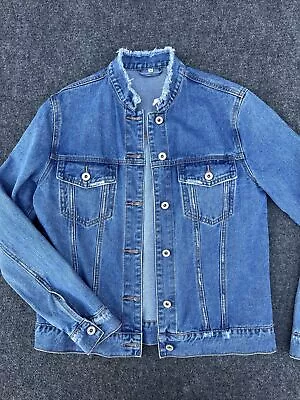 Buy Umgee Women SM Denim Blue Jean Distressed Jacket Button Up Destroyed Nice! • 8.67£
