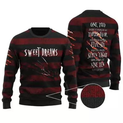 Buy Nightmare On Elm Street Christmas Knitted Sweater. Horror Gift For Lovers • 37.88£