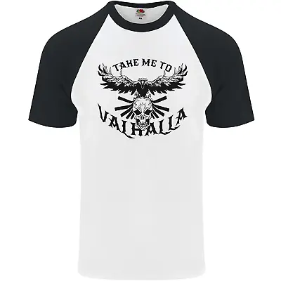 Buy Take Me To Valhalla Viking Skull Odin Thor Mens S/S Baseball T-Shirt • 9.99£