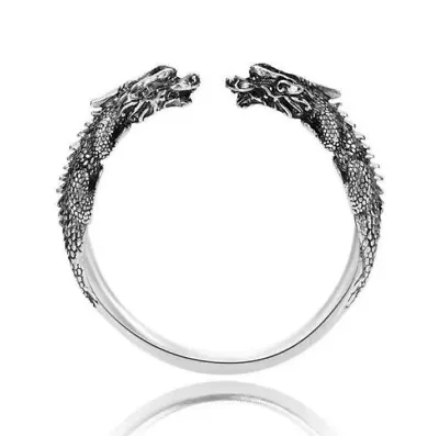 Buy Mens Womens Viking Steel Bracelet Cuff Odin's Wolves Pagan Dragon Head Arm Ring • 7.89£