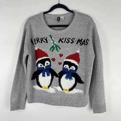 Buy H&M Women's Pullover Tacky Christmas Sweater Size M Penguin Merry Kiss-Mas  • 9.46£