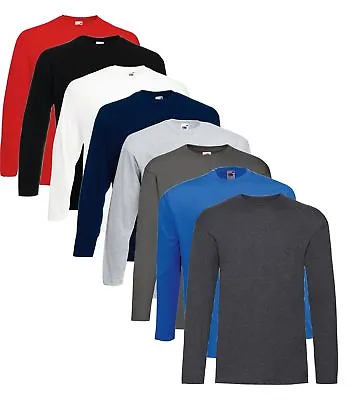 Buy Long Sleeve Cotton GREY RED BLUE BLACK WHITE T-Shirt Tee Shirt S-XXXL + 4XL+ 5XL • 6.99£