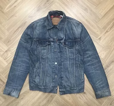 Buy Levi’s Strauss & Co Inner Check Pattern Blue Denim Jacket Mens M • 40£