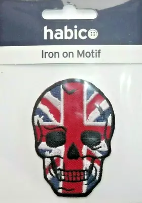Buy Habico Union Jack Skull Skellington Head  Iron-On Motif Patch • 4.49£