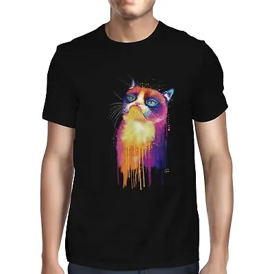 Buy 1Tee Mens Watercolour Abstract Grumpy Cat  T-Shirt • 7.99£