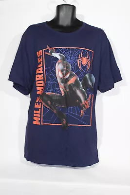 Buy Old Navy Spiderman T-Shirt 2XL Blue Graphic Print Miles Morales Cotton Mens • 12.99£