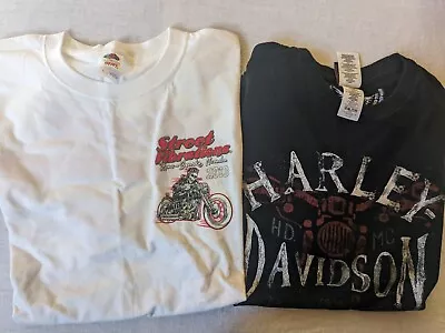 Buy Harley Davidson & Street Vibrations T Shirts Lot Of 2 Men's Large Motorcycles • 23.62£