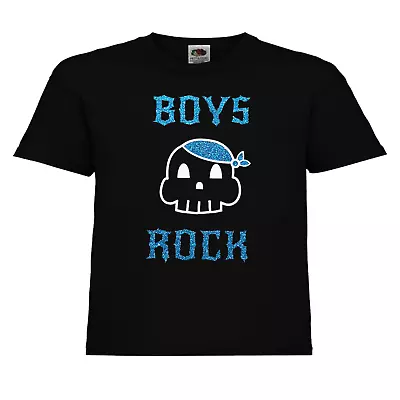 Buy Kids Boys Rock T-Shirt Skull Punk Metal Skater Pirate Band Festival Cool Tee • 9.95£