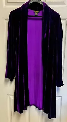 Buy Royal Purple Velvet ARIS A. Drape Front Duster Length Jacket 2X • 96.50£