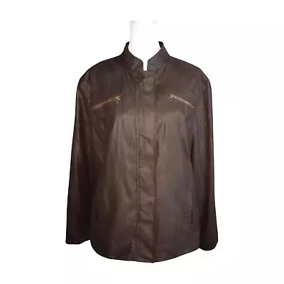 Buy Chicos Jacket Womans 3 Brown Alligator Print Polyester Full Zip Coat Windbreaker • 18£