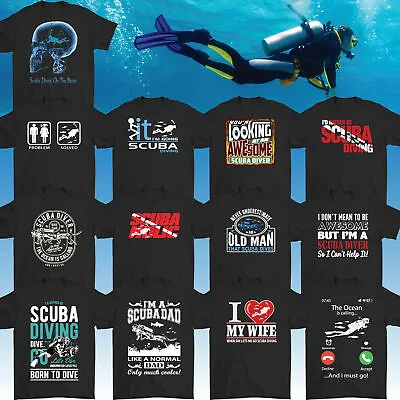 Buy SCUBA DIVING T-SHIRT Mens Funny Diver Dive Equipment Flippers Mask Regulator Sea • 10.99£