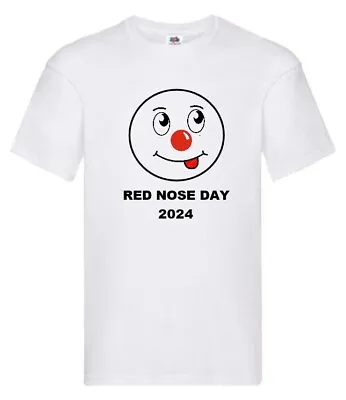 Buy Red Nose Day Fancy Dress Face T Shirt Boys Girl School White Tee Fundraising Fun • 7.99£