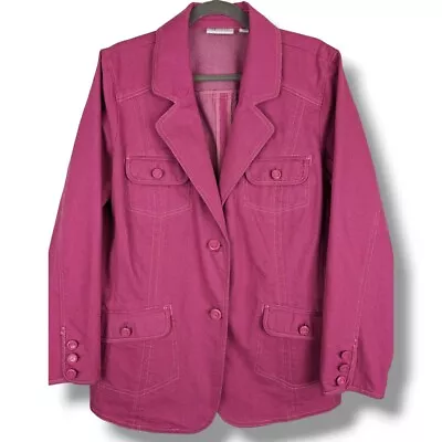 Buy D & Co Women's Pink Jacket Plus Size 1X Button Up Pockets Luxury Denim Look  • 24.01£