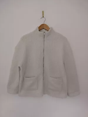 Buy PEP & CO Size 14 Cream Teddy Jacket Zip Up High Neck Pockets Long Sleeve • 9.99£