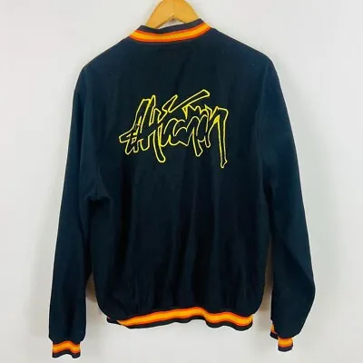 Buy Graffiti Style Oversized Varsity Bomber Baseball Embroidered Cord Jacket Size M • 10£