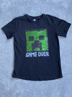 Buy Minecraft T Shirt Boys Creeper Black Short Sleeve. Fun Sequin Detail. Age 6yrs. • 4£