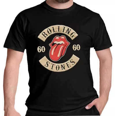 Buy The Rolling Stones T Shirt Sixty Biker Tongue Flocked Applied Logo Official  New • 14.89£