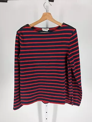 Buy Celine Phoebe Philo Red Blue Breton LS Stripe Shirt Zip Shoulder France • 240.18£