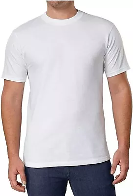 Buy 6 Pack Kirkland Men's Cotton Crew Neck T-Shirt In White Colour & In 3 Sizes New • 27.99£