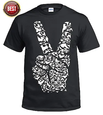 Buy Retro Peace Sign Logo Hippy Unisex T-Shirt Rasta Hand Birds Wings XS TO XXXL Top • 11.99£