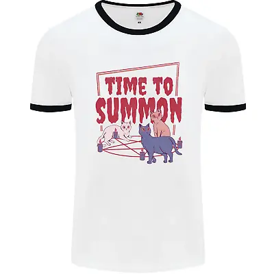 Buy Time To Summon Cats Lets Summon Demons Mens Ringer T-Shirt • 8.99£