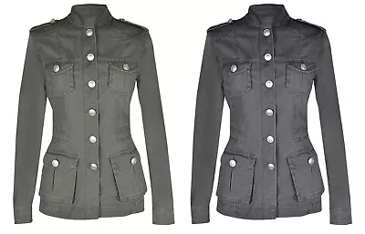Buy Ladies Women's Cotton Multi Pocket Military RAW Look Summer Jacket • 19.90£