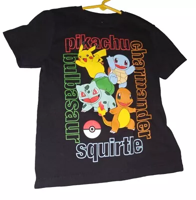 Buy Pokémon Nintendo T-Shirt Pikachu Squirtle Charmander Bulbasaur Black Size XS • 9.64£