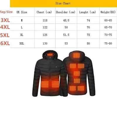 Buy Unisex USB Electric Heated Jacket Warm Coat Heating Hoodie Padded Coats Washable • 17.58£