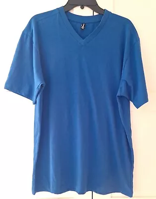 Buy Mens V Neck Electric Blue Short Sleeve T-shirt By Donay Size 2XL NEW  • 12.99£