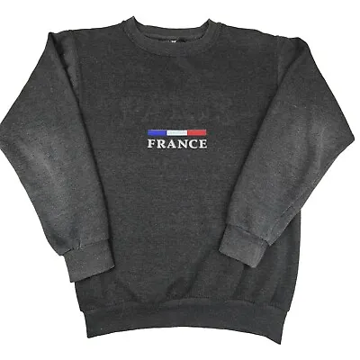 Buy Paris France Jumper Men's Size M Grey - Logo Street Wear Spellout Travel Comfort • 9.69£