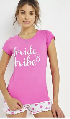 Buy Bride Tribe Pyjamas Set T Shirt Top & Shorts Pink  PJs Hen Do Wedding • 6.99£