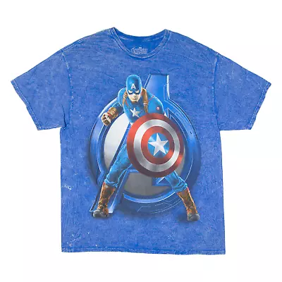 Buy MARVEL Captain America Mens T-Shirt Blue XL • 10.99£