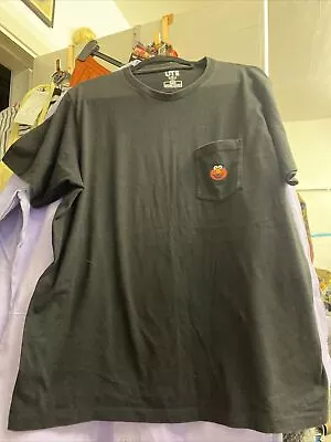 Buy Uniqlo Kaws Shirt Mens X Large Black Elmo Sesame Street Short Sleeve Tee Cotton • 35£