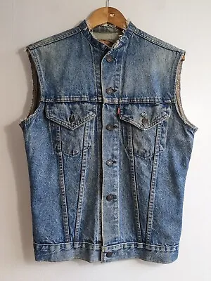 Buy Men's Levi’s Blue Denim Vest Jacket Size 36 Approx S 71205 Trucker Jean Vintage • 24.99£
