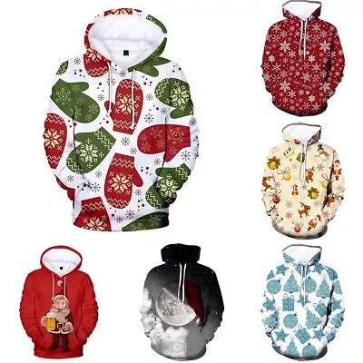 Buy Trendy Christmas Hoodie For Men Loose Fit Sweater Pullover Casual Sports Top • 13.39£